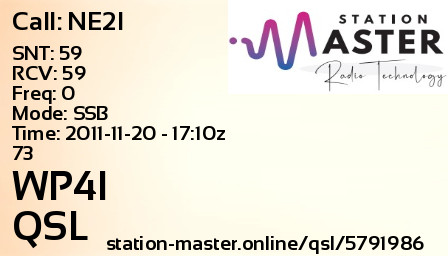 QSL Card for WP4I QSO with NE2I