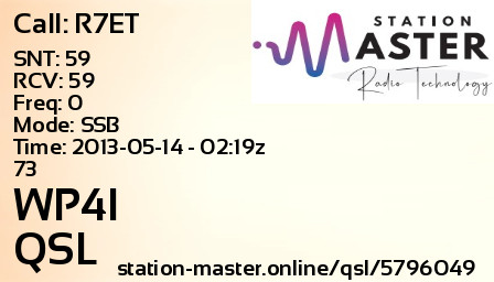 QSL Card for WP4I QSO with R7ET