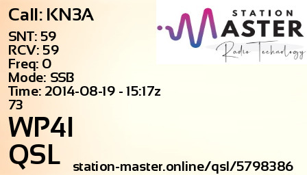 QSL Card for WP4I QSO with KN3A