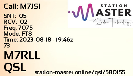 QSL Card for M7RLL QSO with M7JSI