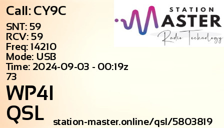 QSL Card for WP4I QSO with CY9C