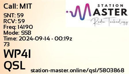 QSL Card for WP4I QSO with M1T