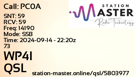 QSL Card for WP4I QSO with PC0A