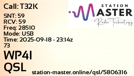 QSL Card for WP4I QSO with T32K