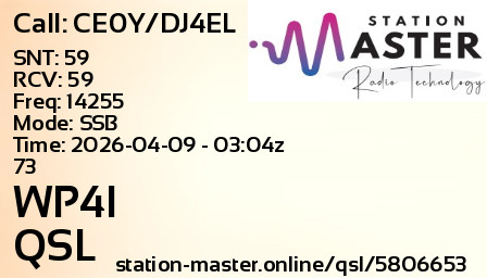 QSL Card for WP4I QSO with CE0Y/DJ4EL