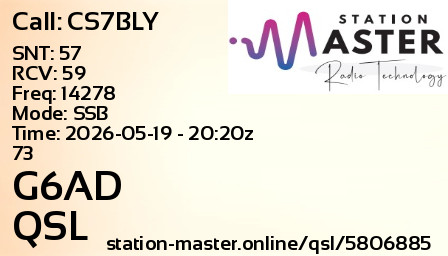 QSL Card for G6AD QSO with CS7BLY