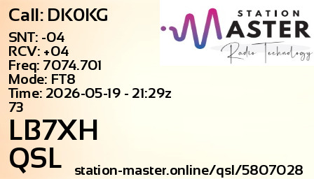 QSL Card for LB7XH QSO with DK0KG