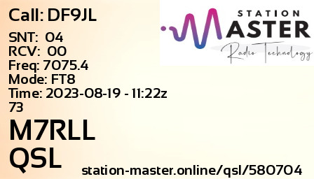 QSL Card for M7RLL QSO with DF9JL