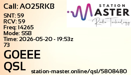 QSL Card for G0EEE QSO with AO25RKB