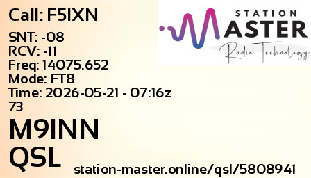 QSL Card for M9INN QSO with F5IXN