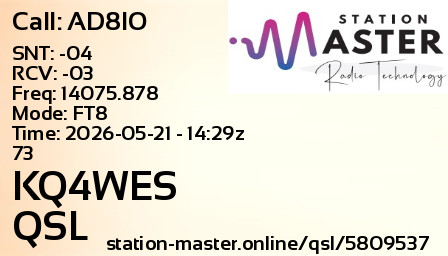 QSL Card for KQ4WES QSO with AD8IO