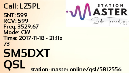 QSL Card for SM5DXT QSO with LZ5PL