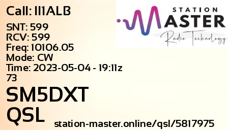 QSL Card for SM5DXT QSO with II1ALB
