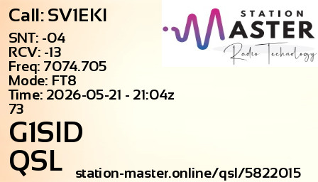 QSL Card for G1SID QSO with SV1EKI