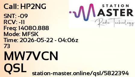 QSL Card for MW7VCN QSO with HP2NG