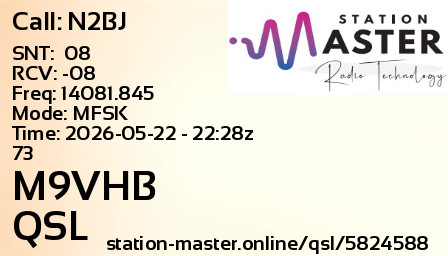 QSL Card for M9VHB QSO with N2BJ