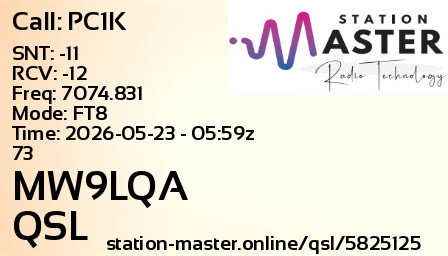 QSL Card for MW9LQA QSO with PC1K
