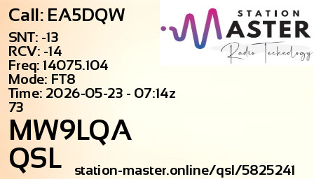 QSL Card for MW9LQA QSO with EA5DQW