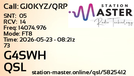 QSL Card for G4SWH QSO with GJ0KYZ/QRP