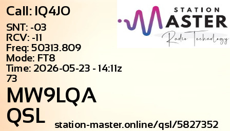 QSL Card for MW9LQA QSO with IQ4JO
