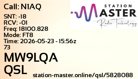 QSL Card for MW9LQA QSO with N1AQ