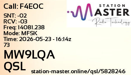 QSL Card for MW9LQA QSO with F4EOC