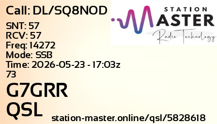QSL Card for G7GRR QSO with DL/SQ8NOD