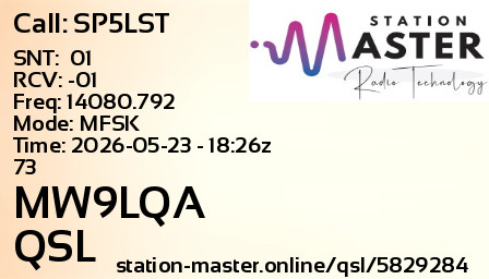 QSL Card for MW9LQA QSO with SP5LST