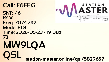 QSL Card for MW9LQA QSO with F6FEG