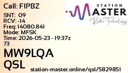 QSL Card for MW9LQA QSO with F1PBZ