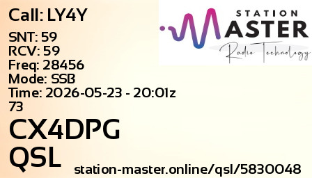 QSL Card for CX4DPG QSO with LY4Y