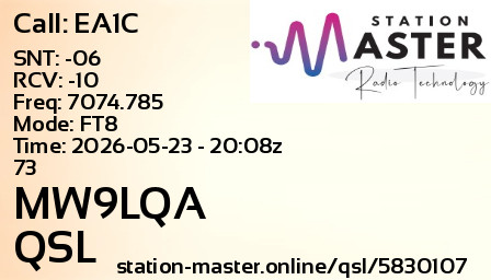 QSL Card for MW9LQA QSO with EA1C