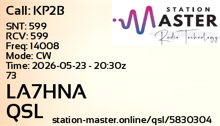 QSL Card for LA7HNA QSO with KP2B