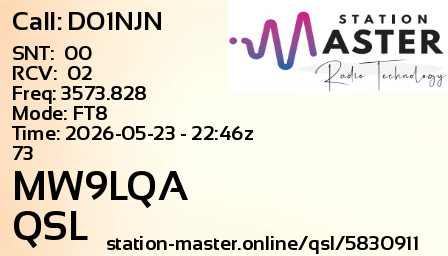 QSL Card for MW9LQA QSO with DO1NJN