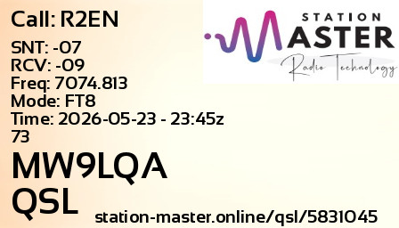 QSL Card for MW9LQA QSO with R2EN