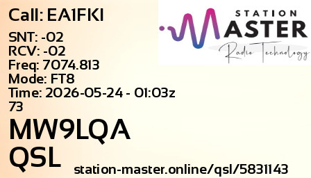 QSL Card for MW9LQA QSO with EA1FKI