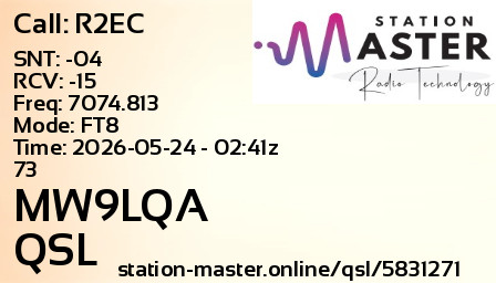 QSL Card for MW9LQA QSO with R2EC