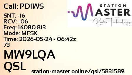 QSL Card for MW9LQA QSO with PD1WS