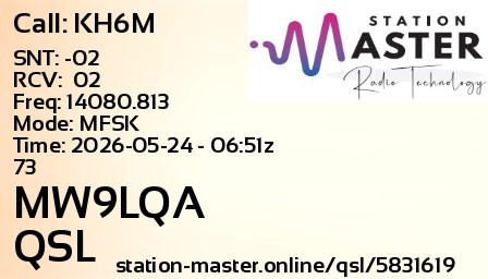 QSL Card for MW9LQA QSO with KH6M