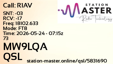 QSL Card for MW9LQA QSO with R1AV