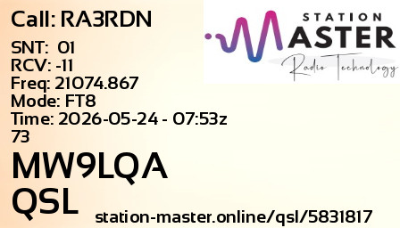QSL Card for MW9LQA QSO with RA3RDN