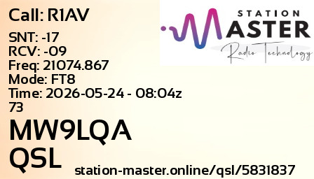 QSL Card for MW9LQA QSO with R1AV