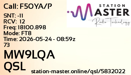 QSL Card for MW9LQA QSO with F5OYA/P