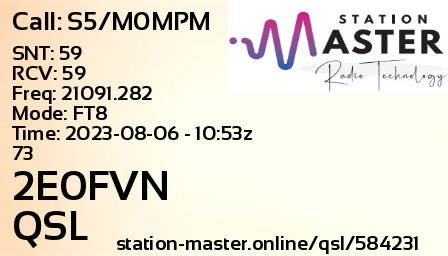 QSL Card for 2E0FVN QSO with S5/M0MPM
