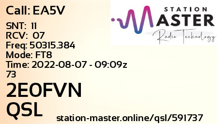 QSL Card for 2E0FVN QSO with EA5V