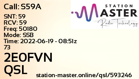 QSL Card for 2E0FVN QSO with S59A