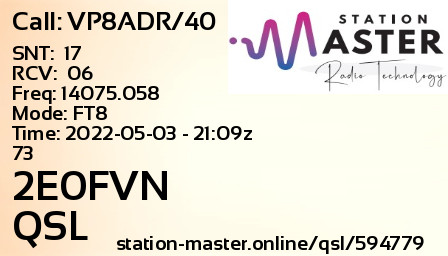 QSL Card for 2E0FVN QSO with VP8ADR/40