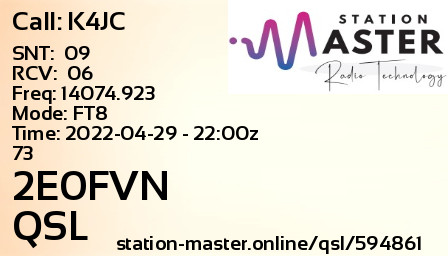 QSL Card for 2E0FVN QSO with K4JC