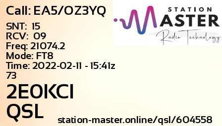 QSL Card for 2E0KCI QSO with EA5/OZ3YQ