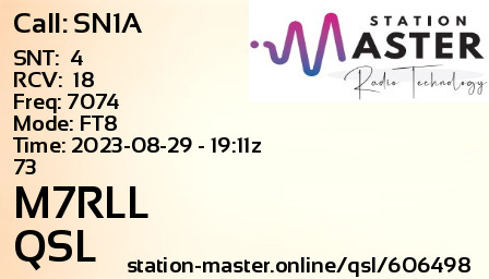 QSL Card for M7RLL QSO with SN1A
